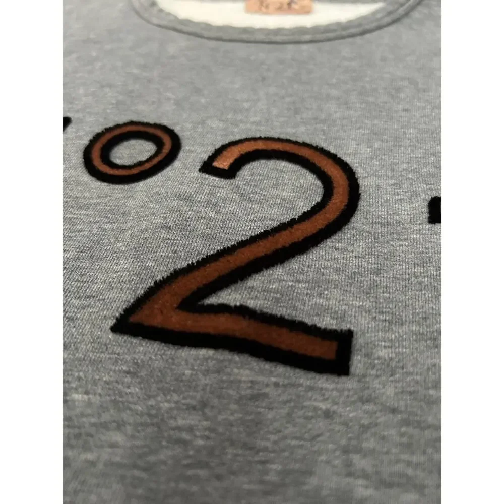 N°21 Women’s Gray Logo Crewneck with Velvet Patch Letters, Size Medium (It42)